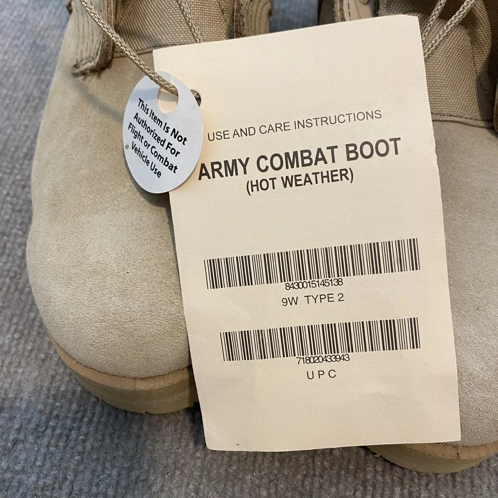 Wellco Army Combat Boots Mens Size 9 W Beige Suede Military Vibram Hot Weather